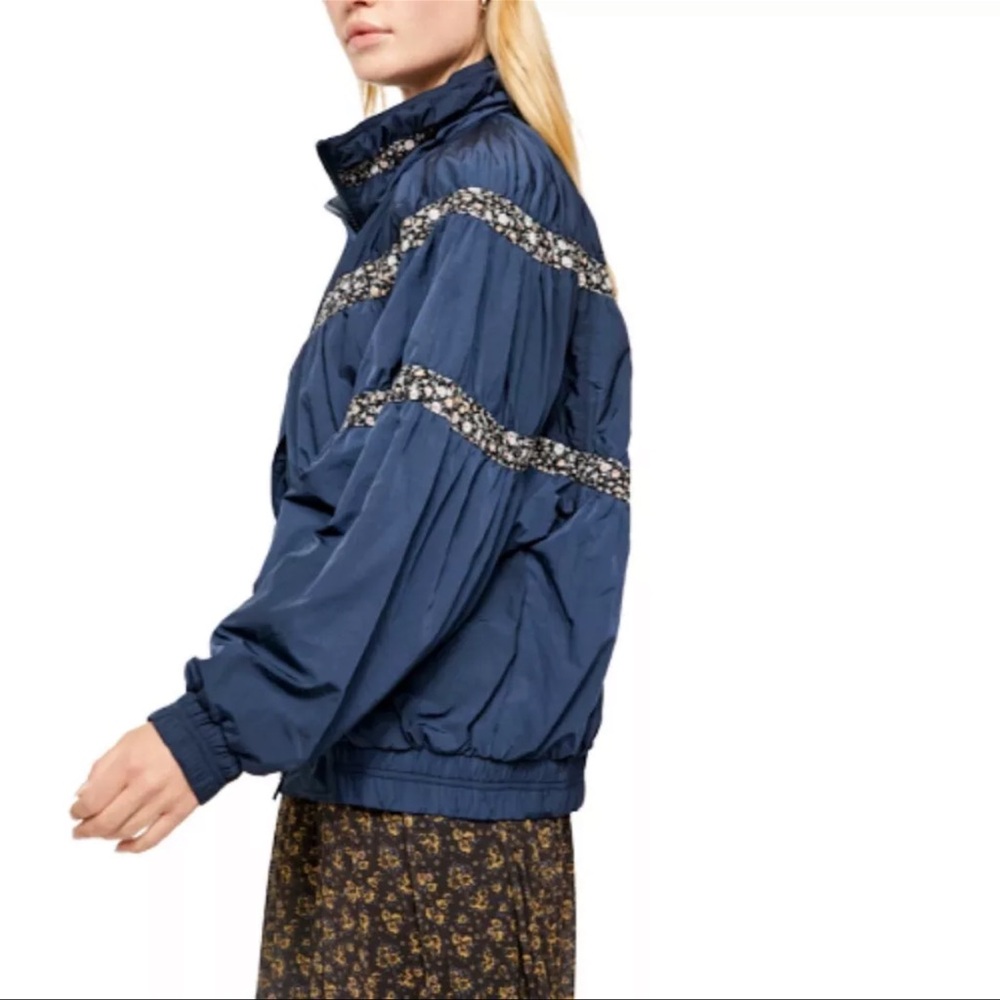 Free People On My Mind Bomber Puffer Boho Jacket Navy Small